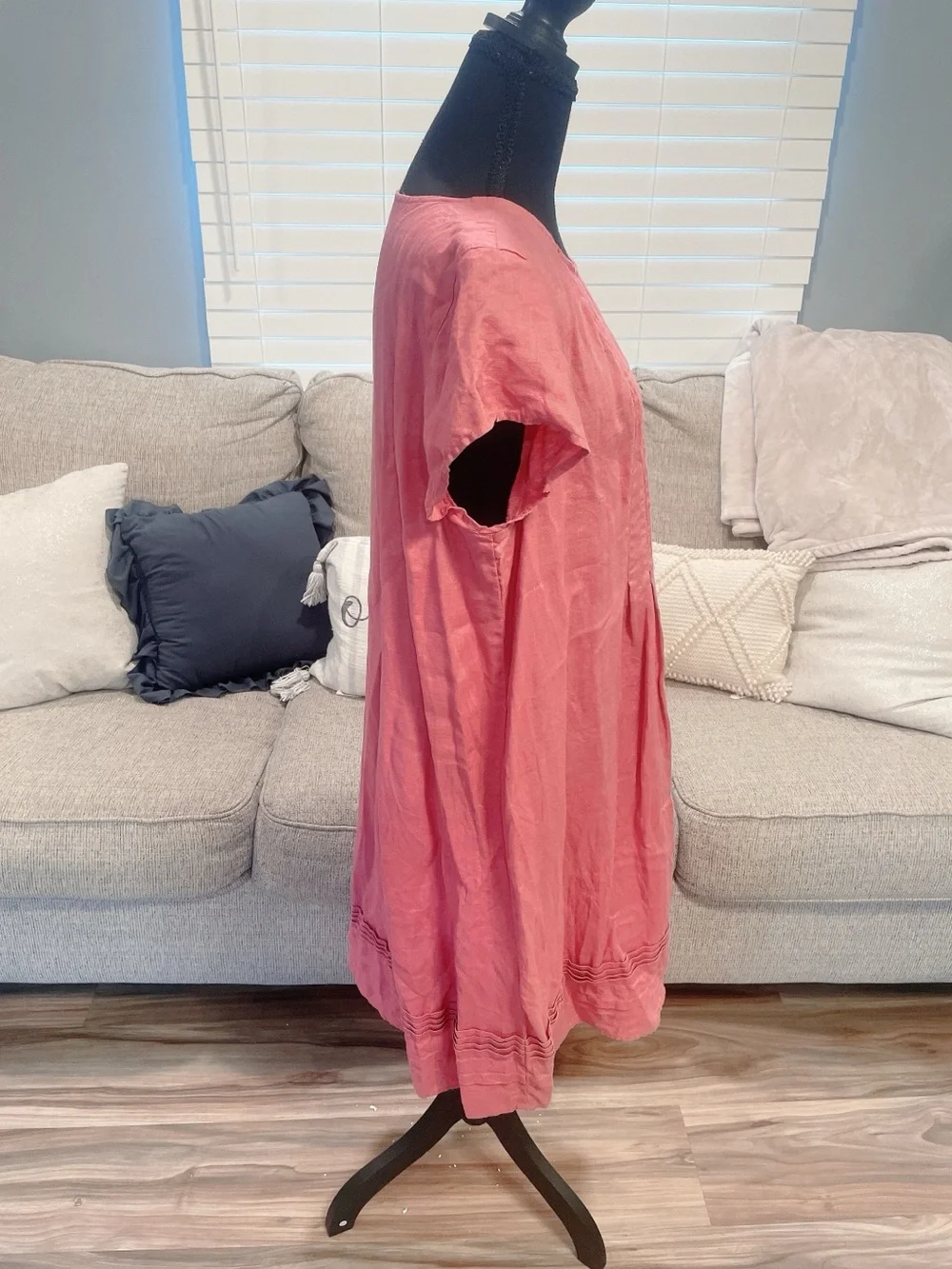 J Jill Pink Linen Midi Dress Size Large